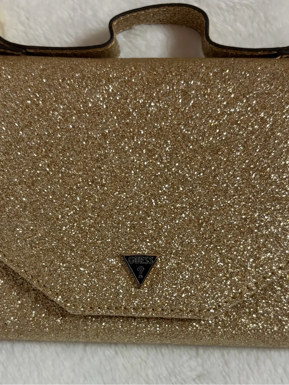 Guess Gold Glitter Sparkly Crossbody Phone & Card Holder Wallet removable strap
